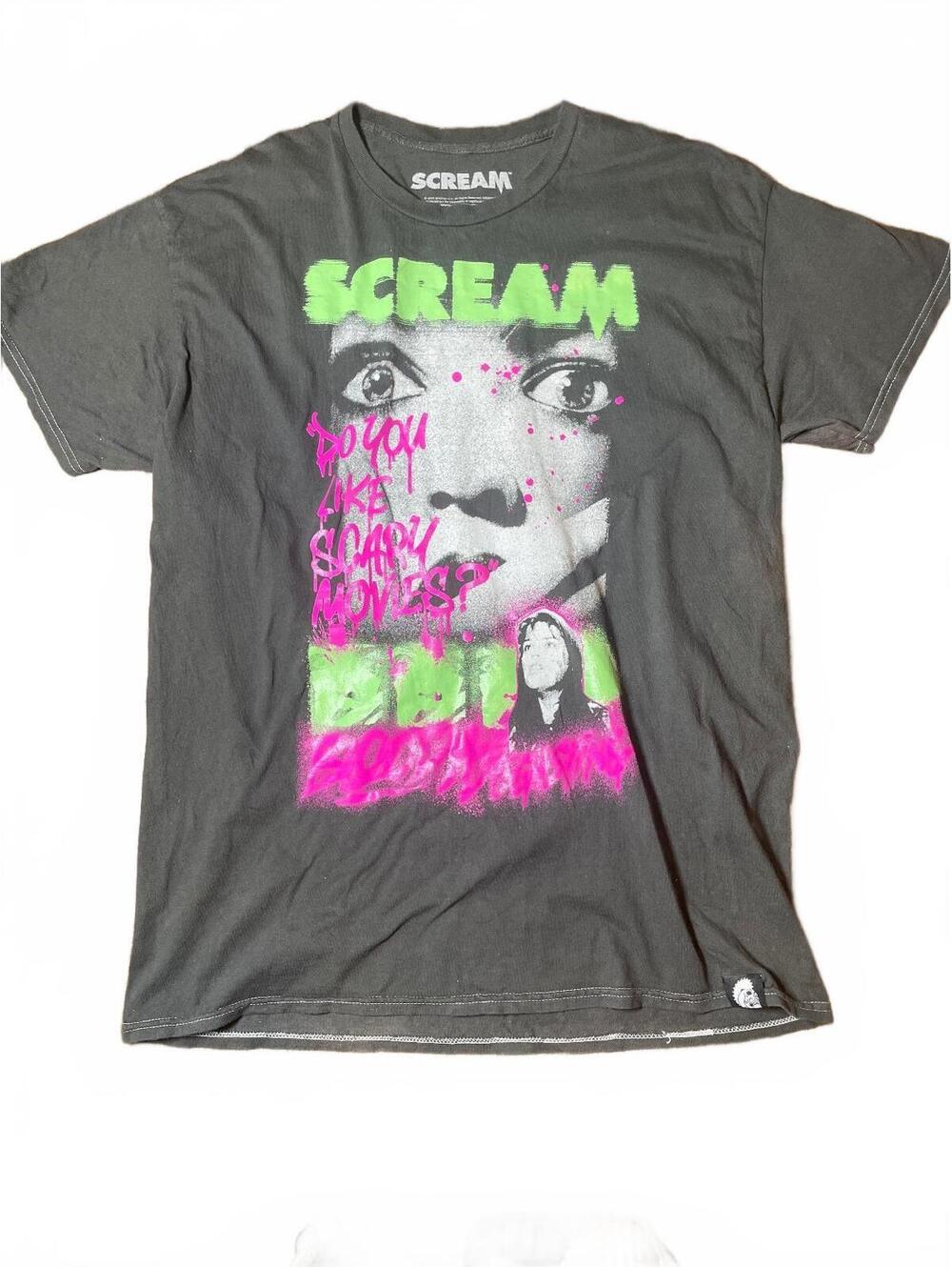 Scream Movie Iconic 90's Nostalgia Neon Graphic Gray Mens XL tee